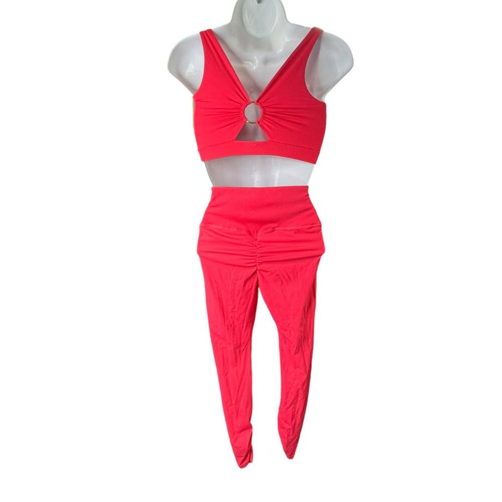 Whitney Simmons Gymshark  Coral pink Legging & Sports Bra Set With Gold Ring Bac - Picture 2 of 9